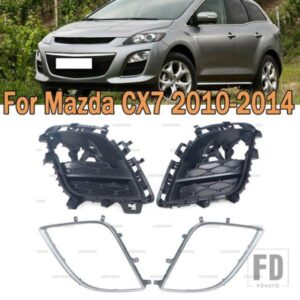 フロントバンパーフォグライトトリムフレームギルフォグランプフード装飾カバーマツダCX7 CX-7 2010-14車に適合