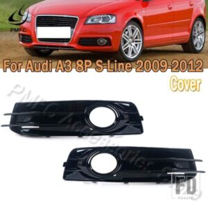 PMFC 1ペア ハニカムメッシュ カーフロントバンパー フォグランプグリル グリルカバー AUDI A3 8P S-LINES 2009-2011 カバーフレーム ランプフード