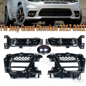 車用フロントバンパー LED フォグランプカバーベゼル DRL デイタイムランニングライトグリルフォグランプ ジープ グランドチェロキー 2017 2018 2019-2022用