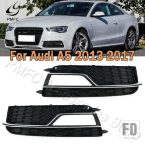 PMFC グリル フロントバンパー ライトフレーム フォグランプ アンダーグリルカバー ハニカムメッシュ AUDI A5 S-LINE S5 2013-2017 8T0807681M