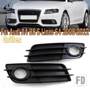 PMFC フロントバンパー フォグランプ グリル ブラック AUDI A4 B8 S-LINE 2008-12 8K0807681C 8K0807682C