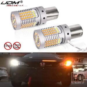 IJDM ハイパーフラッシュなし 21W BAU15S LED CANBUS BA15S 1156 LED スイッチバック ホワイト/アンバー LED バルブ