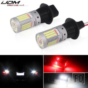 IJDM 車用 T20 LED ホワイト/レッド デュアルカラー CANバス W21W 7440 3156 1156 P21W LED電球 車用 バックアップ リバースライト リアフォグランプ