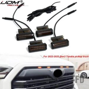 トヨタ タンドラ 2022-2025 TRD PRO除く 用 スモークレンズ アンバーイエロー/ホワイト フルLED フロントグリル クリアランスライト DRL 4個