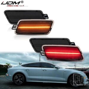 IJDM アンバー/レッド フル LED T10 サイドマーカーライト 2012-2018 AUDI A7 S7 RS7 ウィンカーライト/DRL用 OEM サイドマーカーランプ交換用