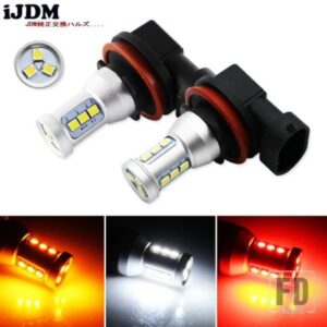 アンバーイエロー 144-SMD ハイパワー LED H11 H8 H9 H16 JP 電球 フォグランプ ドライビングランプ用 2個入り/レッド 6000K ホワイト