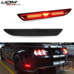 IJDM LEDリアサイドマーカーランプレッドホースロゴ付きLEDライト 2010-2018年式フォードマスタング用 OEMバックサイドマーカーランプと交換