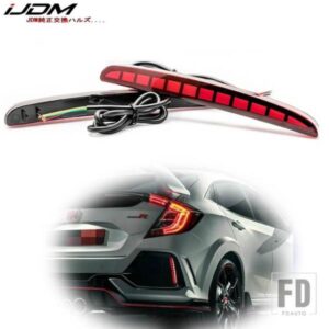 IJDM LEDバンパーリフレクターライト ホンダシビックハッチバックタイプRSI4ドアセダン用 テールブレーキリアフォグランプ機能