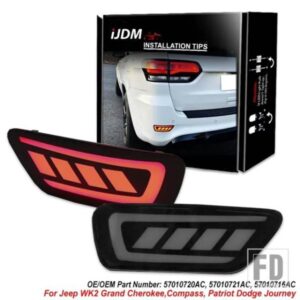 リアバンパーリフレクター LEDテールライト カーアクセサリー ブレーキライト 流れるウィンカー ジープ グランドチェロキー 2011-2022年式に適合 2個