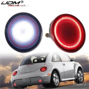 IJDM 2-IN-1 LEDリアバンパーリフレクターライト 1998-2005 VWビートル用 レッドリアフォグドライビングライトホワイトリバースライト機能