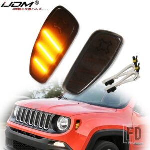 IJDM スモークレンズ アンバー LED バルブ フロントサイドマーカーライトキット 2015年以降の JEEP RENEGADE 用 OEM アンバーサイドマーカーランプ 12V