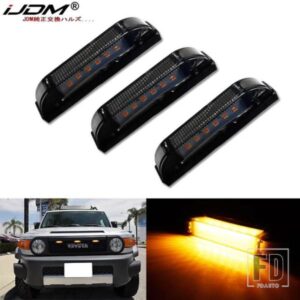 3個入り 超高輝度 アンバー/ホワイト LED センターグリル ランニング/ポジションライト 2007-2014年式 トヨタ FJ クルーザー パーキング/ドライビングライト