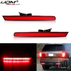 IJDM 車用リアフォグランプ 赤色 LED バンパーリフレクターライト 2011-2015年式 フォードエクスプローラー用 テールランプリアフォグランプ機能 12V