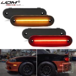 IJDM アンバー/レッド フル LED サイドマーカーライト 1990-2005 マツダ ミアータ MX-5 用 ウィンカーライト/ドライビングライトOEM サイドマーカーランプ