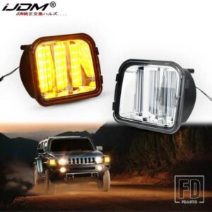 IJDM スイッチバック アンバーイエロー LED フロントウィンカーランプ 2006-2010 ハマー H3 H3T キセノンホワイト LED デイタイムランニングライト