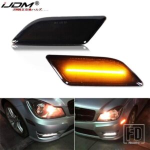 IJDM アンバー フル LED フロントサイドマーカーライト メルセデス W204 LCI C250 C300 C350 セダン/クーペ ウィンカーライトランプ 2012-2014