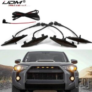 IJDM 4点セット スモークレンズ アンバーホワイト フロントグリルライトキット 2014-2019年式 トヨタ 4RUNNER TRD PROグリル用 12V付属