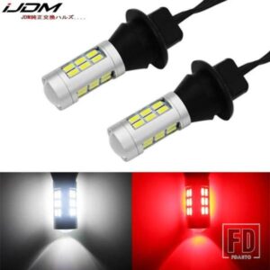 IJDM 7440 W21W T20 LED ホワイト/レッド デュアルカラー 1156 P21W 7506 LEDバルブ 車用バックアップリバースライト＆リアフォグランプ変換