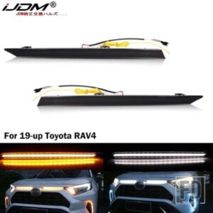 2個 グリルライト LED デイタイムランニングライト トヨタ RAV4 車エンジンフードベントカバーデコレーション DRL ウィンカーランプ 19+