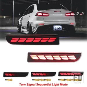 三菱 ランサーエボリューションX アウトランダー用 LEDリアバンパーライト テールリフレクター シーケンシャルウィンカーライト ブレーキランプ 12V
