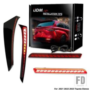 トヨタ シエナ 2021 2022 3-IN-1 機能 12V LED リアサイドライト バンパーライト ブレーキライト ダイナミックウィンカーリフレクター 2個