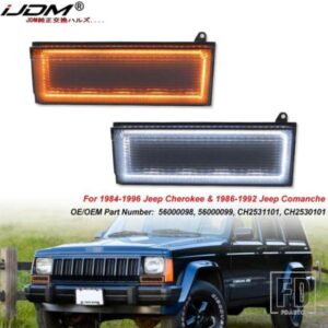 IJDM スイッチバック LED デイタイム ランニング ライト アセンブリ ジープ チェロキー コマンチ用 ホワイト/アンバー DRL ウィンカー機能付き 1984-1996