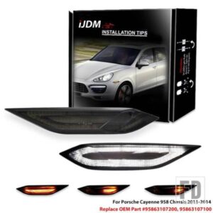 IJDM T10 車用フロントサイドマーカーライト 2011-2014年式 ポルシェ カイエン 958用 アンバーシーケンシャルウィンカーライト/ホワイトドライビングライト