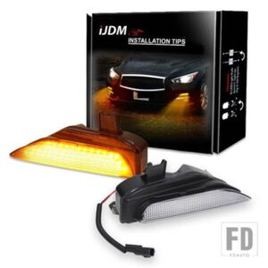 インフィニティ Q50 Q50 スポーツカー バンパー用 シーケンシャル アンバー ウィンカー スイッチバック ホワイト LED デイタイム ランニングライト 2個