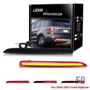IJDM テールライトスタイル レッド 3D オプティック LED リアバンパーリフレクター ドライビングテールブレーキライト 2016-2017 フォードエクスプローラー