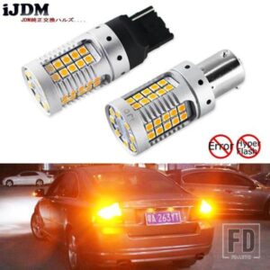 IJDM 車用 7440 LED ハイパーフラッシュなし アンバーイエロー 48-SMD 3030 LED T20 W21W 1156 7507 BAU15S LEDバルブ ウィンカーライトCANBUS用