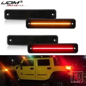 IJDM アンバー LED サイドマーカー リピーター ライト サイドウィンカーライト ランプ フロントとレッドリアインジケーター ハマー H2 2003-2009 12V用