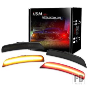 IJDM フロントアンバーリアレッドLEDサイドマーカーライト クライスラー300 2015-2021 フロントリアフルセットスモークライト クライスラー300用