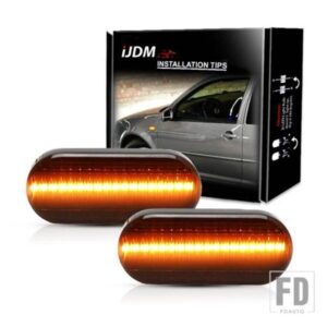 IJDM スモークレンズ アンバー フルLED フロントサイドマーカーライト フォルクスワーゲン MK4 ジェッタ GTI R32 ビートルなど用 OEM