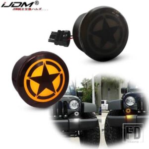 IJDM デュアルカラー ホワイト アンバー フック ロード スター ロゴ LED 2007-2017 ジープ ラングラー デイタイム ランニング ライト ターン シグナル