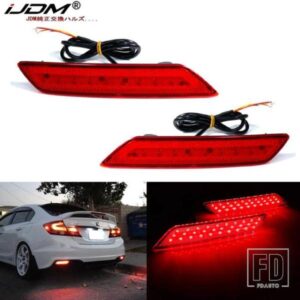 IJDM F1ストロボ点滅LEDバンパーリフレクターライト2013-2015年式ホンダシビックセダン用テールブレーキリアフォグランプ機能