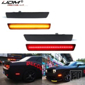 IJDM アンバー/レッド フル LED サイドマーカーライト 2008-2020 ダッジ チャレンジャー ウィンカーライト/パーキングライトOEM サイドマーカーランプ
