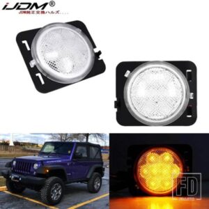 IJDM アンバーイエロー LED サイドマーカーライト/フェンダーフレアランプ 2007-2017 JEEP WRANGLER JK JK UNLIMITED 用 ウィンカーライト