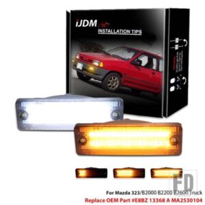 IJDM 車用バンパー アンバー ウィンカー 交換用 ホワイト LED デイタイムランニングライト マツダ 323 B2000 B2200 B2600 トラックフォード フェスティバ用