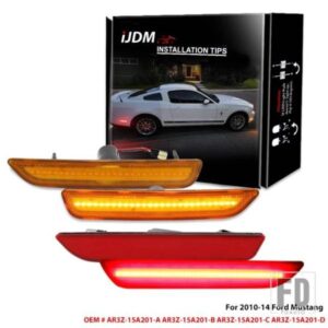 2010-14年式 フォード マスタング用 アンバー/レッド フルLEDフロントリアサイドマーカーライトアセンブリ ウィンカーライト/ドライビングライト