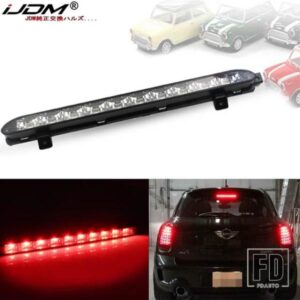 IJDM ブラッククロームレンズ レッド LED サードブレーキランプ 2007-2014 MINI COOPER R56 R57 R58 R60用 OEMフィット ハイマウントブレーキライト 12V