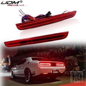 IJDM OEM 3DオプティックスタイルLEDバンパーリフレクターライト 2015-2019年式 ダッジチャレンジャー リアフォグランプ＆ブレーキテールライト LEDランプ