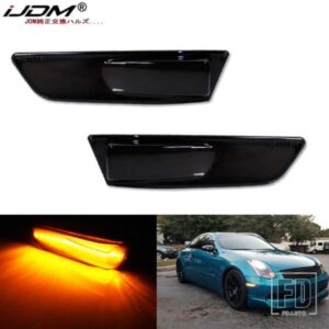 2003-2007 インフィニティ G35 クーペ 日産 スカイライン V35 用 アンバー LED フロントバンパー サイドマーカーライト ウィンカーインジケーターランプ 2個