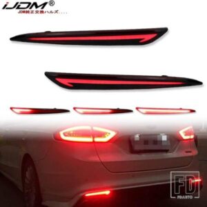 2X車用リアバンパーリフレクターライト フォード モンデオ フュージョン 2013-18 ダイナミックウィンカーランプ テールブレーキライト