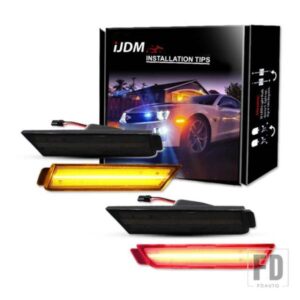 IJDM 12V アンバー/レッド フルサイドマーカーライト 2010-2015 シボレーカマロ用 フロント: アンバーリア: レッド 合計96個のSMD LED搭載