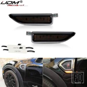 MINI COUNTRYMAN F60 2017-21用 スモークアンバーLEDフロントバンパーサイドマーカーライト 流れるウィンカーランプ 2個