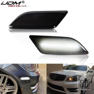 IJDM メルセデスベンツ W204 LCI C250 C300 C350 セダン/クーペ フロントサイドマーカーライト ウィンカーライトランプ アンバーホワイト 2012-2014