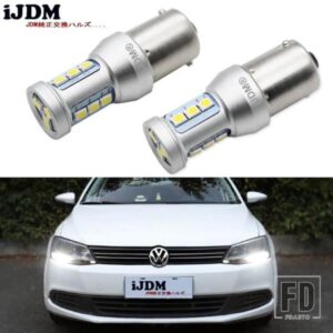 IJDM CANBUS 1200ルーメン HID ホワイト 1156 7506 S25 LEDバルブ フォルクスワーゲン MK6 ジェッタ デイタイムランニングライト用 6000K 12V