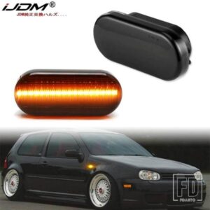 フォルクスワーゲン MK4 ゴルフ ジェッタ ボラ B5/B5.5 パサートビートル GTI R32 用 ユーロスタイル スモークレンズ アンバー LED サイドマーカーライト