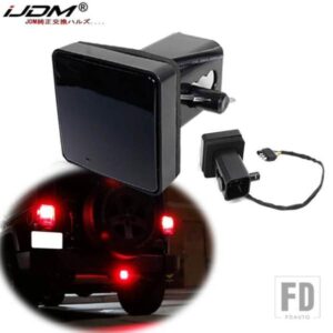 2インチ トレーラーヒッチレシーバーカバー 15 LEDブレーキLEDライト チューブカバー 4ピン カーアクセサリー カーシグナルランプ ハザードストロボライト