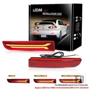 三菱ランサーエボリューションXアウトランダー用 レッドリアバンパーリフレクターライトテール/ブレーキリアフォグランプウィンカーライト2個